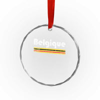 Retro Belgique Belgium Flag Distressed Graphic in French Crystal Glass Ornament Proud Belgian Heritage and Country Roots Pride Gift