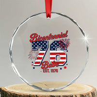 Retro Bicentennial Babe Est 1976 Crystal Glass Ornament 4th of July 50th Birthday Gift