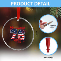 Retro Bicentennial Babe Est 1976 Crystal Glass Ornament 4th of July 50th Birthday Gift