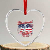 Retro Bicentennial Babe Est 1976 Heart Crystal Glass Ornament 4th of July 50th Birthday Gift