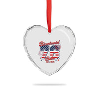Retro Bicentennial Babe Est 1976 Heart Crystal Glass Ornament 4th of July 50th Birthday Gift
