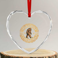 Retro Bigfoot Believer Heart Crystal Glass Ornament Undefeated Sasquatch Hide And Seek Cryptozoology - Wonder Print Shop