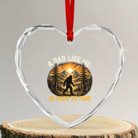 Retro Bigfoot Dad Like Me Is Hard To Find Heart Crystal Glass Ornament Sasquatch Gift for Outdoorsy Fathers Myth Seekers