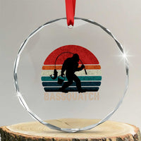 Retro Bigfoot Fishing Crystal Glass Ornament Funny Retro Sasquatch Bassquatch Fisherman TS10