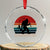 Retro Bigfoot Fishing Crystal Glass Ornament Funny Retro Sasquatch Bassquatch Fisherman - Wonder Print Shop