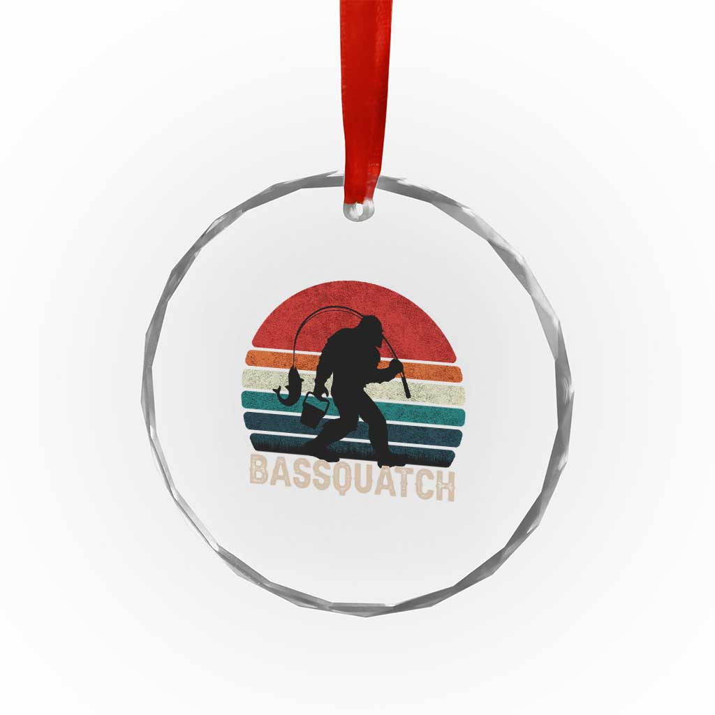 Retro Bigfoot Fishing Crystal Glass Ornament Funny Retro Sasquatch Bassquatch Fisherman TS10
