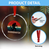 Retro Bigfoot Fishing Crystal Glass Ornament Funny Retro Sasquatch Bassquatch Fisherman TS10