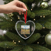 Retro Bigfoot Wildflower Heart Crystal Glass Ornament Vintage Sasquatch Funny Cryptid