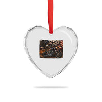 Retro Biker USA 250th Anniversary Heart Crystal Glass Ornament American Flag Motorcycle Eagle Independence Day
