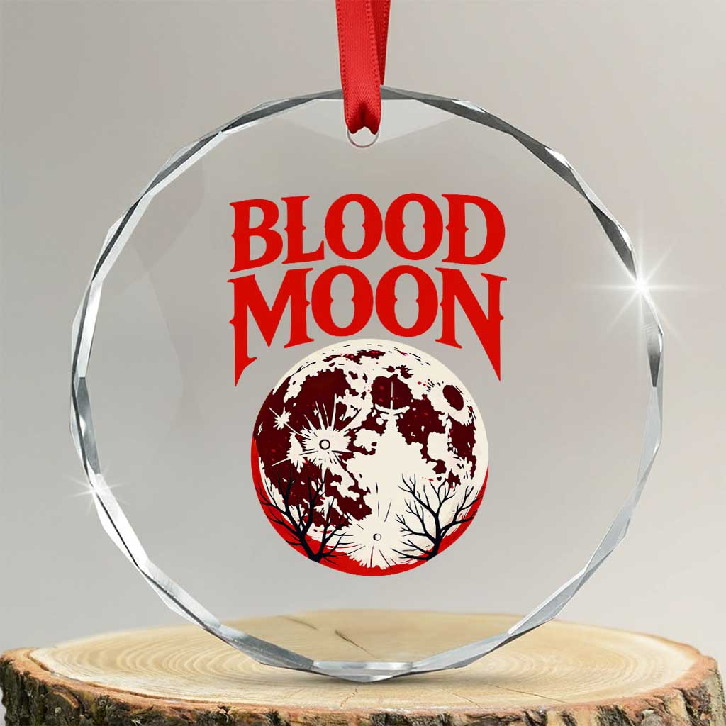Retro Blood Moon Graphic Crystal Glass Ornament Mystic Celestial Gothic Astronomy Art