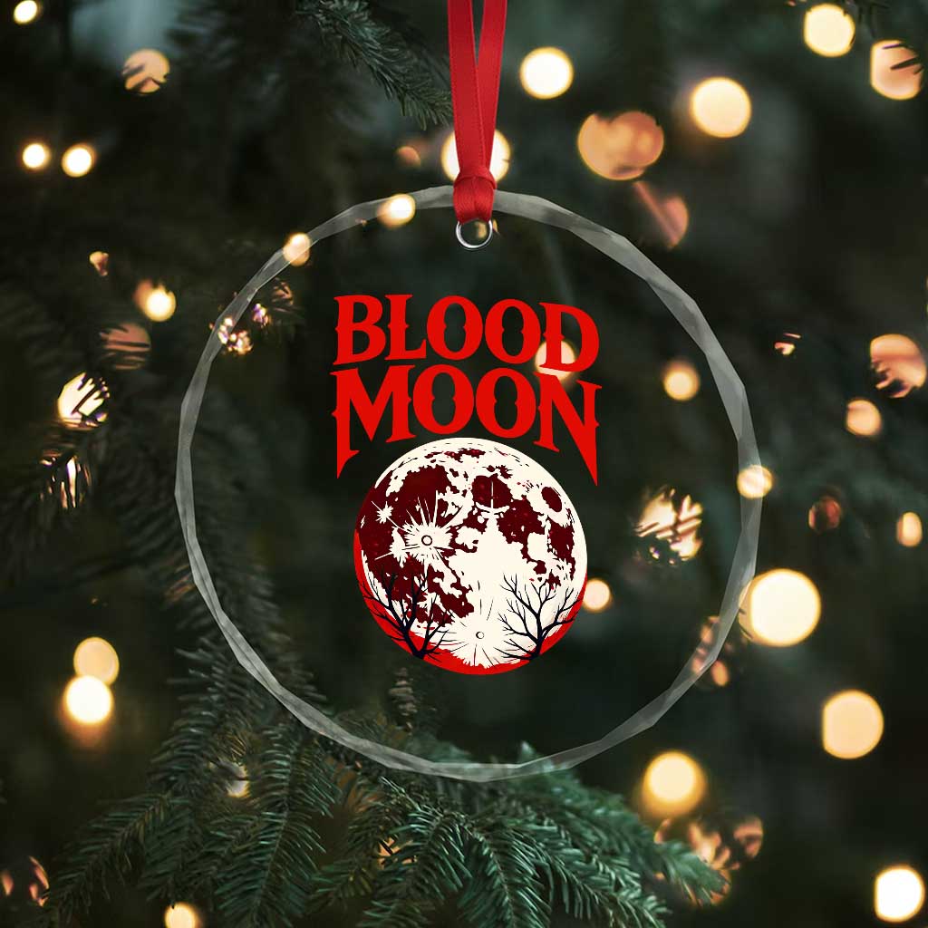 Retro Blood Moon Graphic Crystal Glass Ornament Mystic Celestial Gothic Astronomy Art