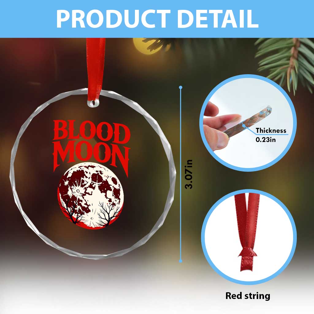 Retro Blood Moon Graphic Crystal Glass Ornament Mystic Celestial Gothic Astronomy Art