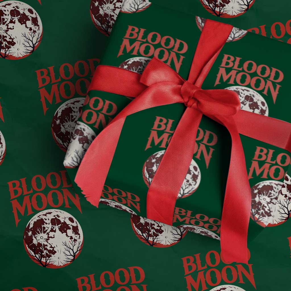 Retro Blood Moon Graphic Wrapping Paper Roll Mystic Celestial Gothic Astronomy Art