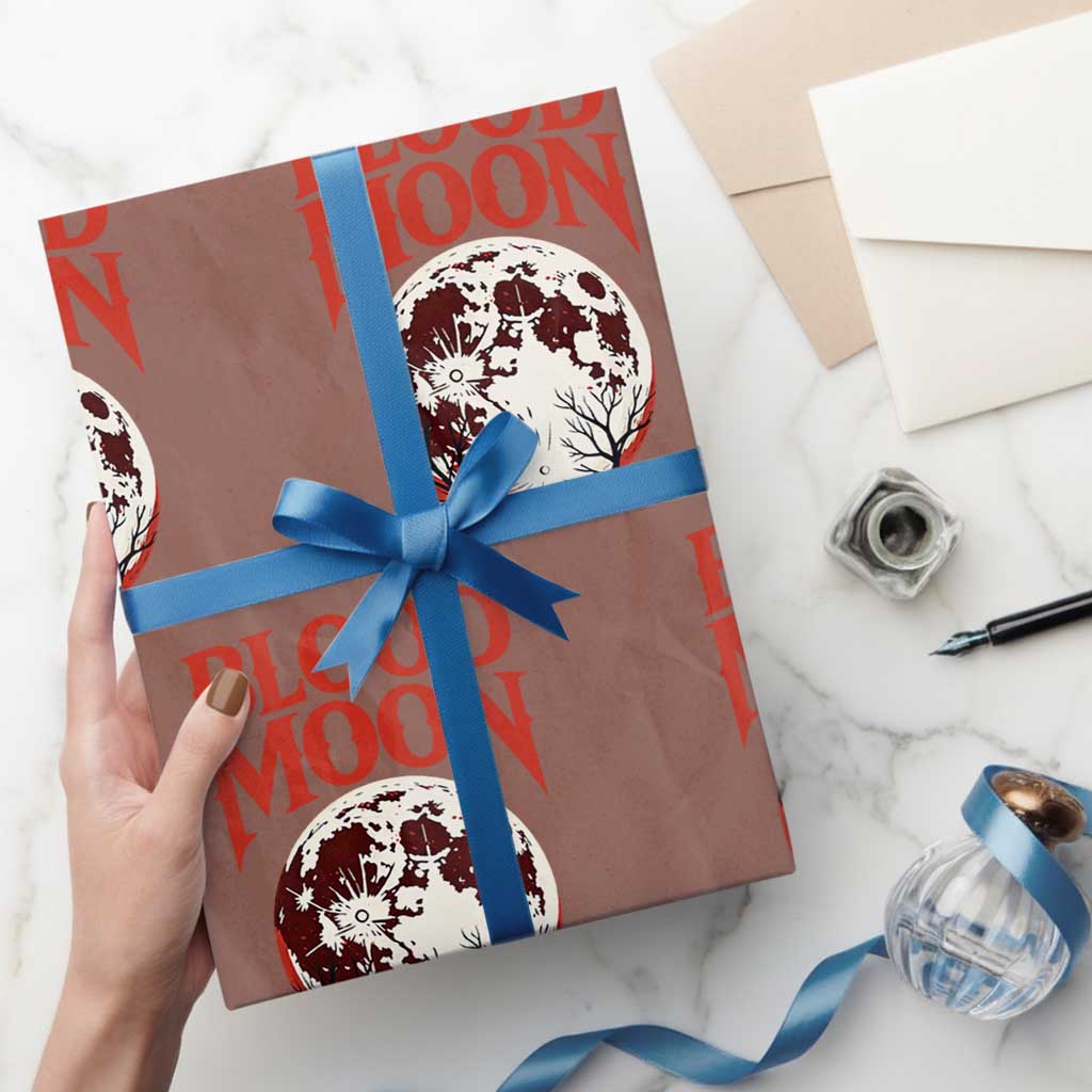 Retro Blood Moon Graphic Wrapping Paper Roll Mystic Celestial Gothic Astronomy Art