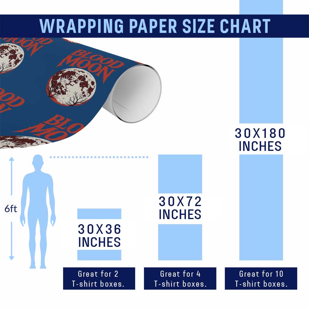 Retro Blood Moon Graphic Wrapping Paper Roll Mystic Celestial Gothic Astronomy Art