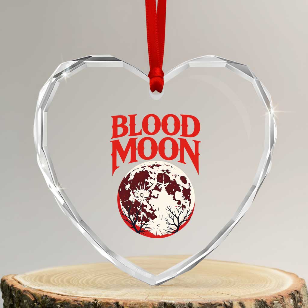 Retro Blood Moon Graphic Heart Crystal Glass Ornament Mystic Celestial Gothic Astronomy Art