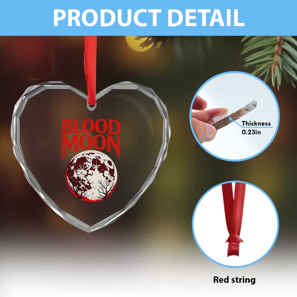 Retro Blood Moon Graphic Heart Crystal Glass Ornament Mystic Celestial Gothic Astronomy Art