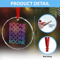 Retro Boone Name Lover Neon Gradient Typography Crystal Glass Ornament