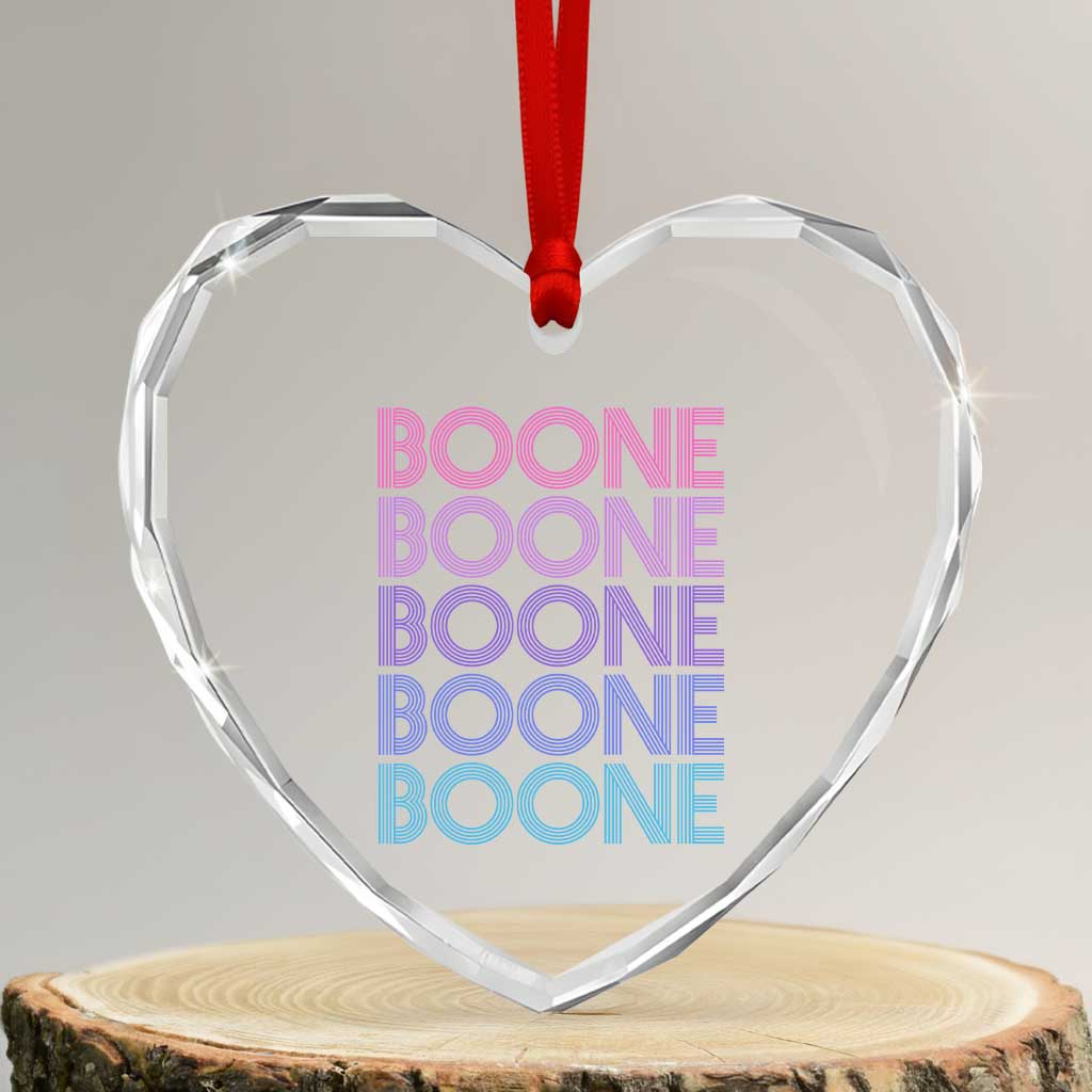 Retro Boone Name Lover Neon Gradient Typography Heart Crystal Glass Ornament