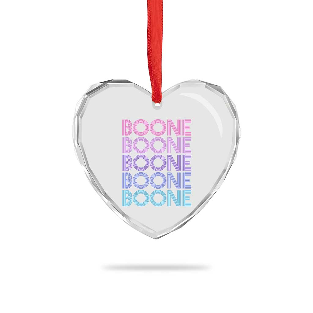 Retro Boone Name Lover Neon Gradient Typography Heart Crystal Glass Ornament