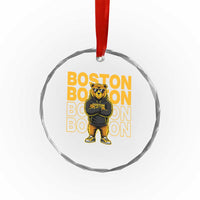 Retro Boston Ice Hockey Crystal Glass Ornament Fear The Bear