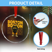 Retro Boston Ice Hockey Crystal Glass Ornament Fear The Bear