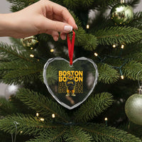 Retro Boston Ice Hockey Heart Crystal Glass Ornament Fear The Bear