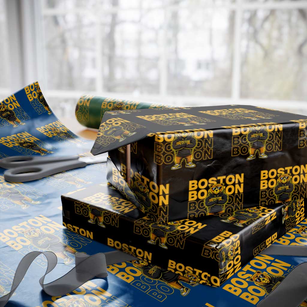 Retro Boston Ice Hockey Wrapping Paper Roll Fear The Bear