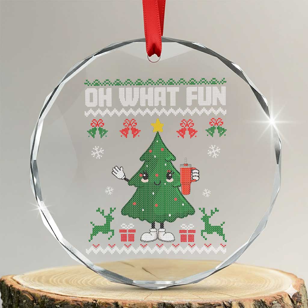 Retro Boujee Xmas Tree Crystal Glass Ornament Oh What Fun - Wonder Print Shop