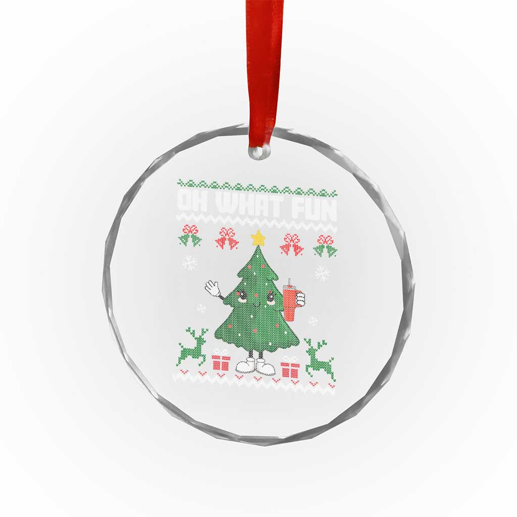 Retro Boujee Xmas Tree Crystal Glass Ornament Oh What Fun TS02