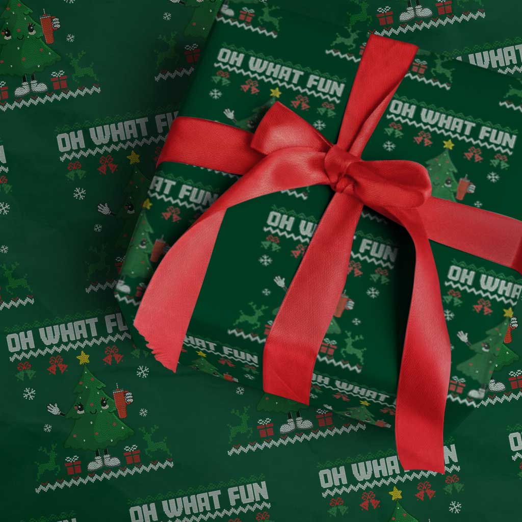 Retro Boujee Xmas Tree Wrapping Paper Roll Oh What Fun