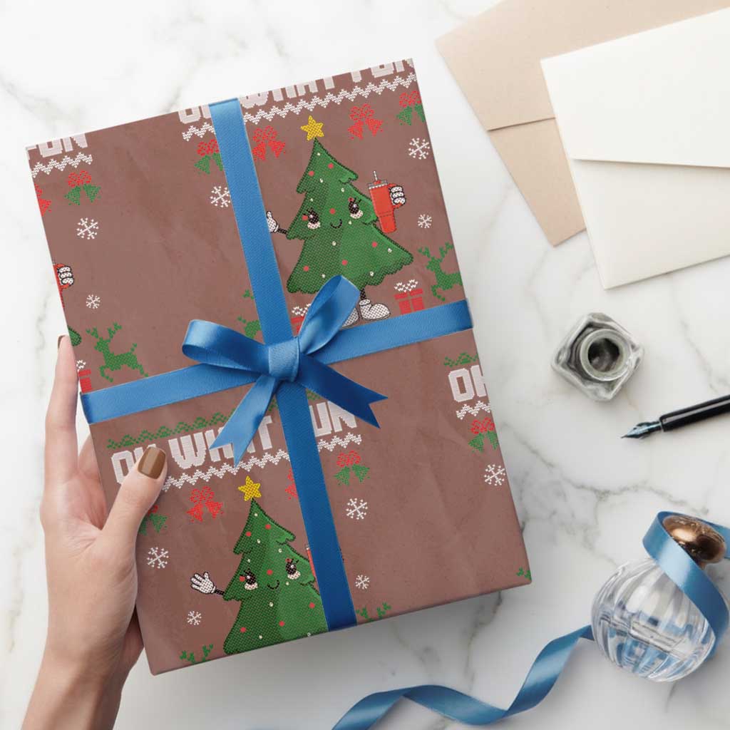 Retro Boujee Xmas Tree Wrapping Paper Roll Oh What Fun