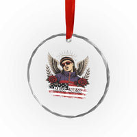 Retro Bowl Cut Music Icon Angel Wings Rest In Peace Crystal Glass Ornament American Flag Memorial 1993 2026 Pop Culture Fan