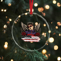 Retro Bowl Cut Music Icon Angel Wings Rest In Peace Crystal Glass Ornament American Flag Memorial 1993 2026 Pop Culture Fan