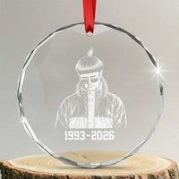 Retro Bowl Cut Music Icon Rip Memorial Crystal Glass Ornament 1993 2026 Internet Meme Pop Culture Fan