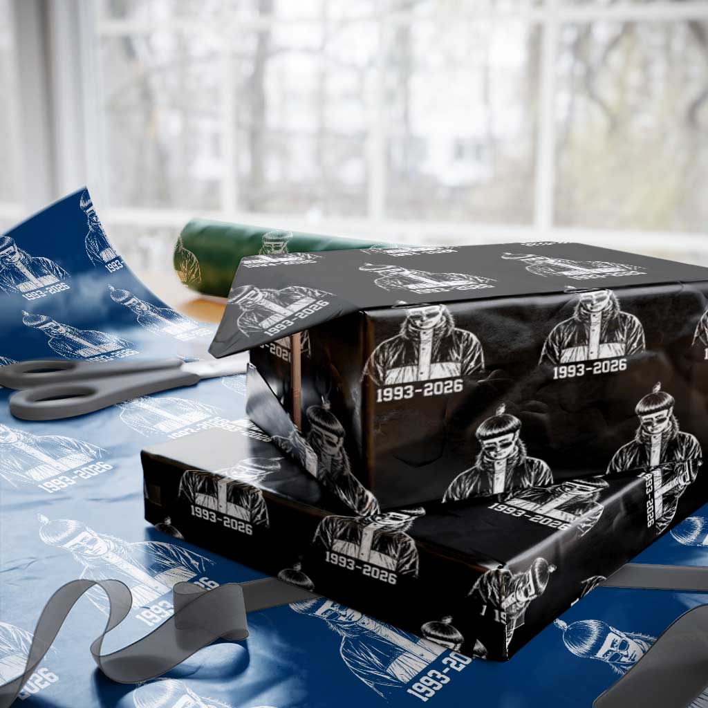 Retro Bowl Cut Music Icon Rip Memorial Wrapping Paper Roll 1993 2026 Internet Meme Pop Culture Fan