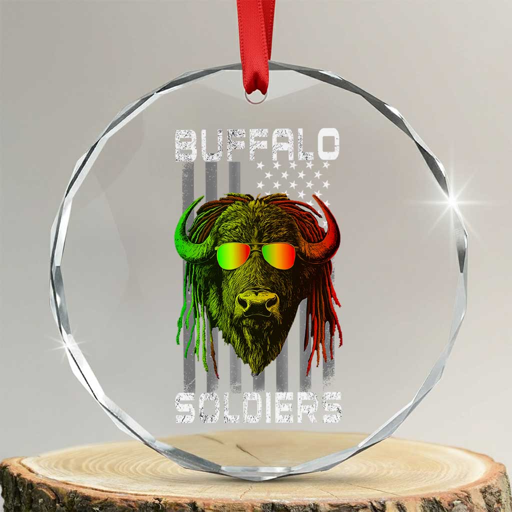 Retro Buffalo Soldiers Crystal Glass Ornament 9th and 10th Cavalry African American Heros USA Flag - Wonder Print Shop