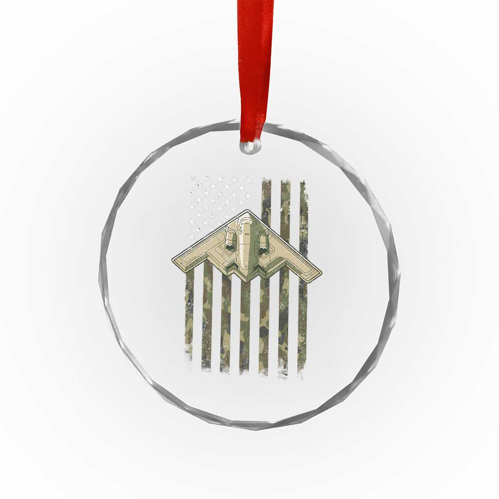 Retro Camo B2 Spirit Crystal Glass Ornament B-2 Bomber Stealth Aircraft Camouflage US Flag Patriotic TS10