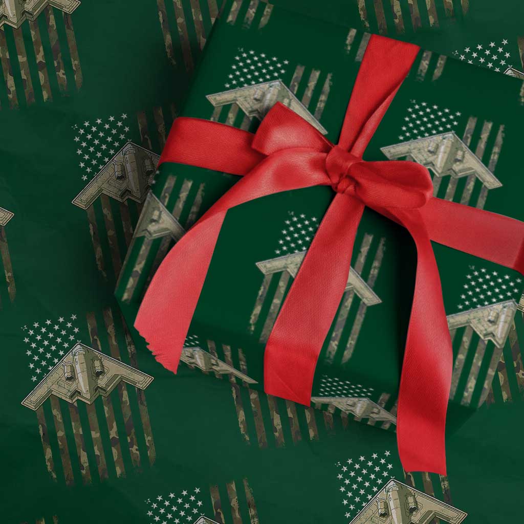 Retro Camo B2 Spirit Wrapping Paper Roll B-2 Bomber Stealth Aircraft Camouflage US Flag Patriotic - Wonder Print Shop