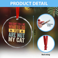 Retro Cat Lovers Crystal Glass Ornament You Cant Tell Me What To Do Youre Not My Cat Paw Print