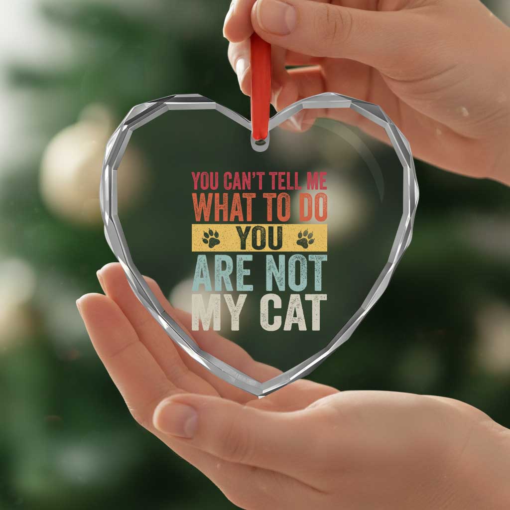 Retro Cat Lovers Heart Crystal Glass Ornament You Cant Tell Me What To Do Youre Not My Cat Paw Print