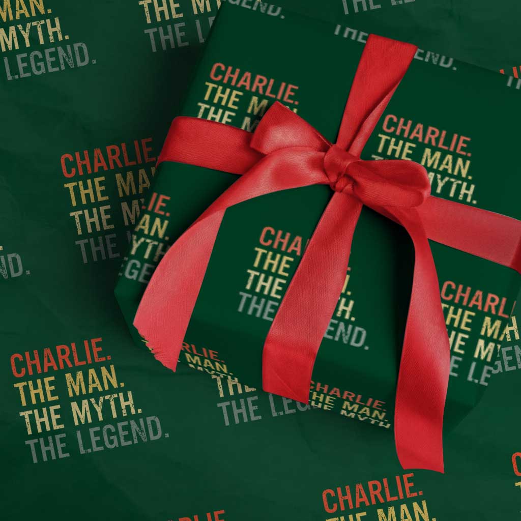 Retro Charlie The Man The Myth The Legend Wrapping Paper Roll - Wonder Print Shop