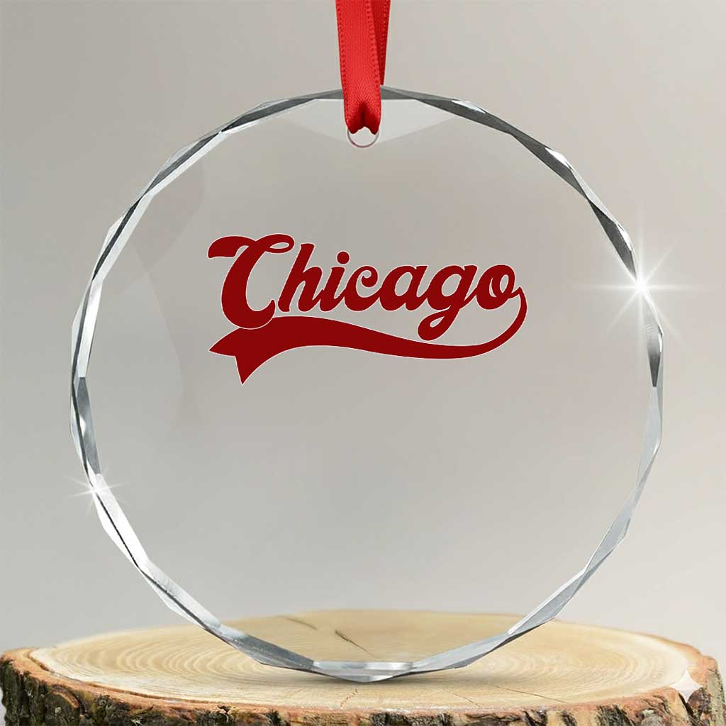 Retro Chicago Crystal Glass Ornament Varsity Script Vintage Sports Jersey Style 80s 90s