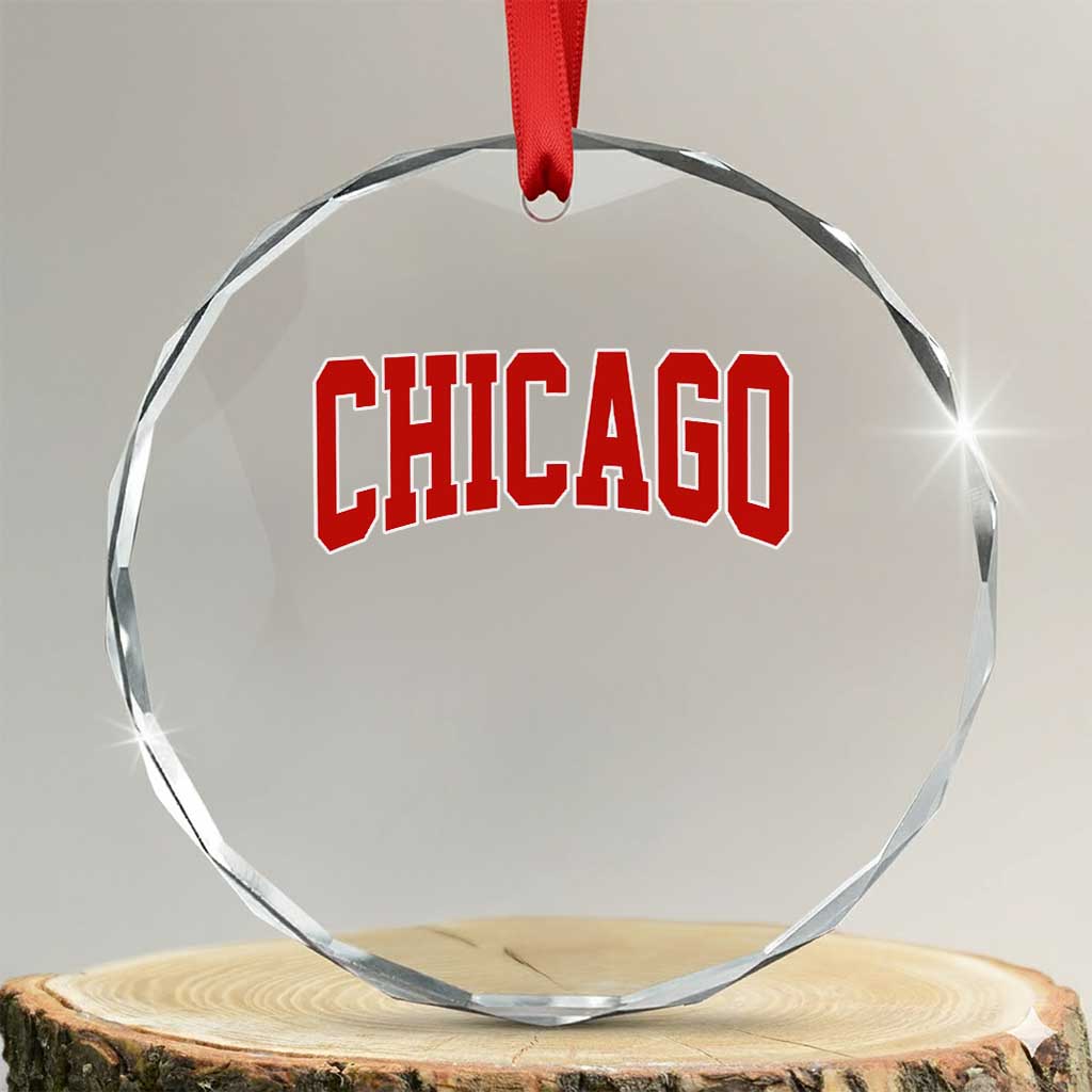 Retro Chicago Crystal Glass Ornament Vintage Chicago Throwback Athletic Sports Style 80s 90s