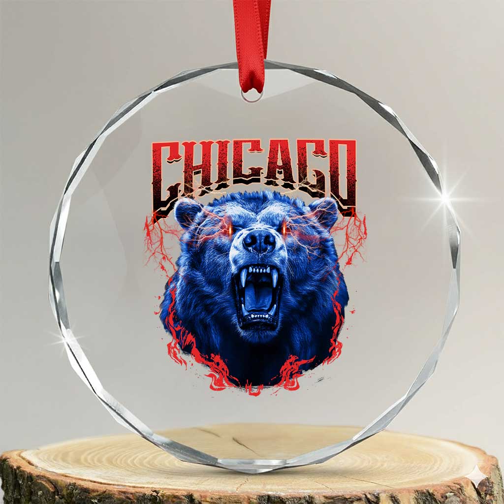 Retro Chicago Crystal Glass Ornament Vintage Cub Bootleg Graphic Baseball Fans