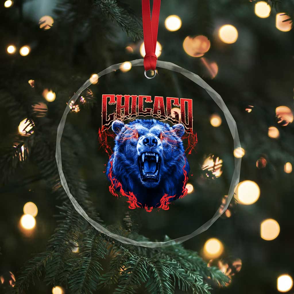Retro Chicago Crystal Glass Ornament Vintage Cub Bootleg Graphic Baseball Fans