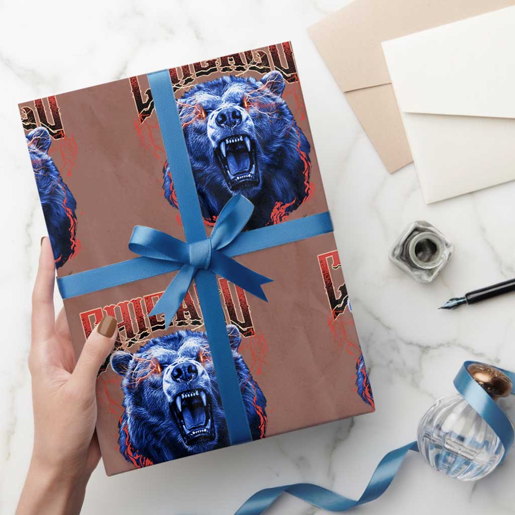 Retro Chicago Wrapping Paper Roll Vintage Cub Bootleg Graphic Baseball Fans