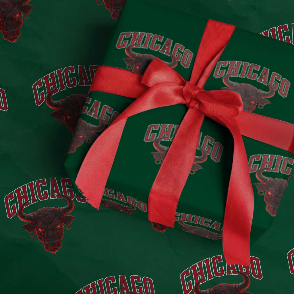 Retro Chicago Wrapping Paper Roll Bulls Mascot Team Spirit Vintage Basketball Fan - Wonder Print Shop