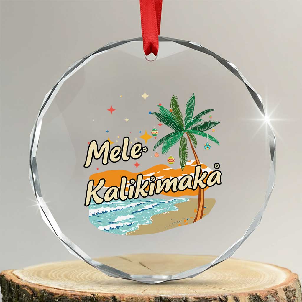 Retro Christmas In July Summer Beach Hawaii Crystal Glass Ornament Mele Kalikimaka - Wonder Print Shop