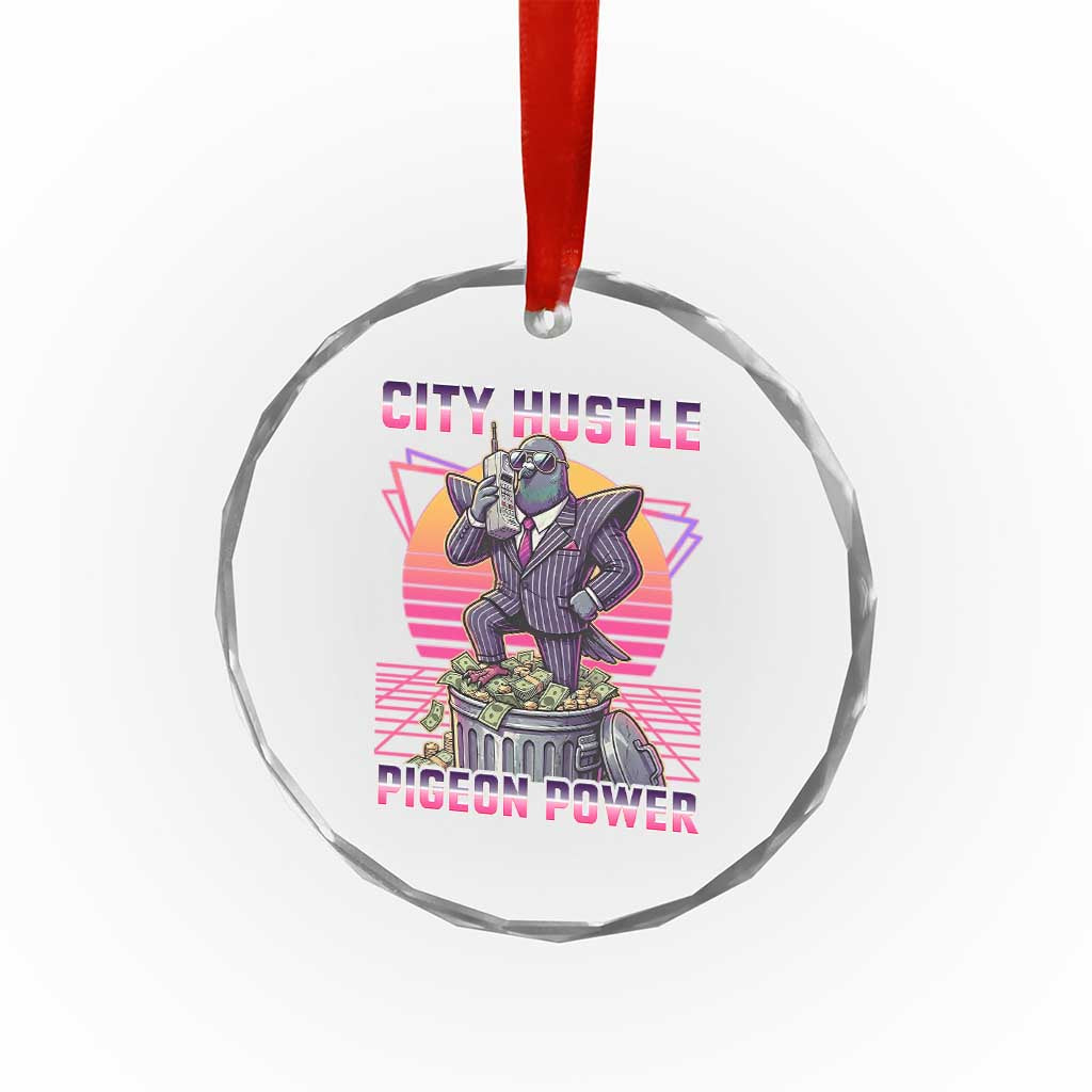 Retro City Hustle Pigeon Power Crystal Glass Ornament Funny 80s Style Money Bird Gangsta - Wonder Print Shop